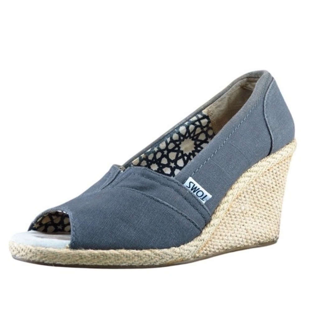 TOMS Women's Blue Wedge Espadrilles
